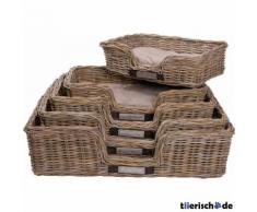 Hundekorb Rattan, eckig, XXL: Länge 100 cm x Breite 80 cm x Höhe 26 cm