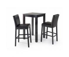 YORK-BALOU Bistrogruppe WENGE Tisch 70x70 + 2 Barhocker Kunstleder dk.braun