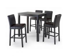 YORK-BALOU Bistrogruppe WENGE Tisch 110x70 + 4 Barhocker Kunstleder dk.braun
