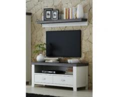 LAVENTE TV-Lowboard + Wandboard SET Fronten Kiefer massiv weiß - trüffel