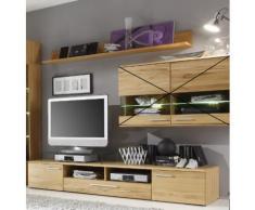 MERIVA TV-Lowboard 220 cm + Wandboard 194 cm Kernbuche geölt