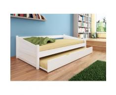 MILANO Bett Funktionsbett Kojenbett 90 x 200 Kernbuche massiv weiß lackiert