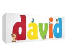 Feel Good Art Galerie verpackt Leinwandbild für Kinderzimmer, die Solide Front Panel rechteck Design Cute Illustrationen und personalisiert mit den Namen Boy (15 x 42 x 4 cm, klein, David)