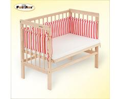 FabiMax 2764 Beistellbett Basic inklusiv Matratze Classic und Nest Betty, natur / rot