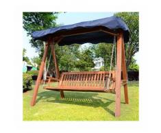 Outsunny Hollywoodschaukel aus Lärchenholz 3-Sitzer Gartenschaukel mit Sonnendach Blau