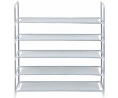 Songmics 5 Ebenen Schuhregal Schuhständer Schuhablage Schuhschrank für 25 paar Schuhe grau 88 x 91