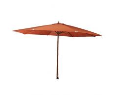 Siena Garden Sonnenschirm, Holzgestell Teakoptik, Durchmesser 350 cm, Bezug Polyester orange