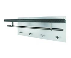 HAKU Möbel 42217 Wandgarderobe, Stahl, MDF, granitoptik/weiÃ/edelstahloptik, 26 x 75 x 30 cm
