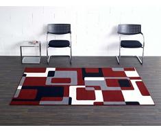 Hanse Home 102014_80x150 Teppich Läufer Bettumrandung Brücke, Polypropylen, rot grau schwarz creme, 80 x 150 x 0.9 cm