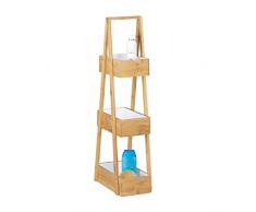 Relaxdays Bambus Badregal H x B x T: 82 x 30 x 18 cm 3 Praktisches Badezimmerregal als 3 Ablageständer mit 3 Körben als Bambus Butler aus natürlichem Material für Badezimmer und Feuchträume, natur