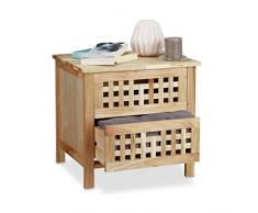 Relaxdays Nachttisch Walnuss mit 2 Schubladen HBT: 45 x 47 x 39,5 cm Nachtkonsole Nachtschrank Nachtschränkchen Beistelltisch Walnussholz, natur