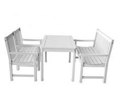 Ambientehome Sitzgruppe, 4-teiliges Set Garten Essgruppe Massivholz Finnland, weiÃ, 120x64x90 cm, 90789