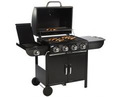Bruzzzler Gasgrill 4 + 1, Grillwagen, 4 Hauptbrenner und 1 Seitenkocher, schwarz, Model 2017