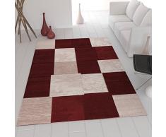 Moderner Designer Teppich in Wein Rot Kariert und Meliert sehr dicht gewebt VIMODA; MaÃe: 120x170 cm