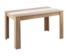 Cavadore 80251 Tisch Nico / Moderner Esstisch mit wendbarer Melaminplatte in Schwarz-Weià / Melamin Sonoma Eiche / Hellbraun / 160 x 90 x 75 cm (L x B x H)