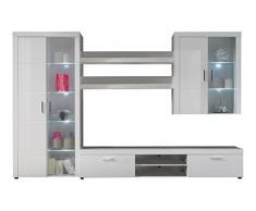 trendteam LN97501 Wohnwand Wohnzimmerschrank weiss Hochglanz, BxHxT 301x195x40.5 cm