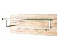 HAKU Möbel 42901 Wandgarderobe 75 x 28 x 30 cm, edelstahloptik / eiche San Remo