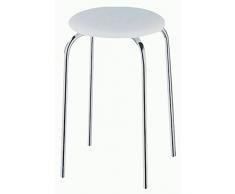 Nicol 614200 Badhocker Kevin hohe Belastbarkeit (TÃV zertifiziert), Sitzhocker mit gepolsterter Sitzfläche, Edelstahl-Optik, Metall, chrom/weiÃ, 34.0 x 34.0 x 50.0 cm