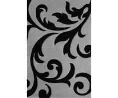 Lalee 347137985 Moderner Designer Teppich / Muster : Ranke / Konturenschnitt / Silber Schwarz / Grösse : 60 x 110 cm
