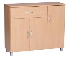 WOHNLING Sideboard Buche 90 x 75 cm mit 3 Türen & 1 Schublade