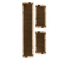 Andiamo 1100405 Bettumrandung Le Havre Bordüre Webteppich 2 x 67 x 140 cm, 1 x 67 x 340 cm, braun