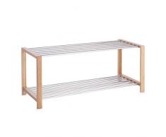 Zeller 13568 Schuhregal 83 x 34 x 34 cm, Bamboo / Edelstahl