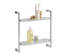 WENKO 17772100 Wandregal Style mit 2 Glasablagen - Badregal, Stahl, 43 x 45 x 15 cm, Chrom