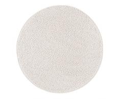 misento 292181 Hochflorteppich Shaggy, 100 cm rund, crème / weiss