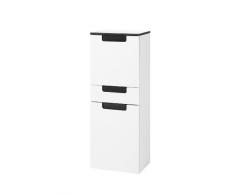 Held Möbel 286.3023 Siena Midischrank 2-türig 1 Schubkasten, 2 Einlegeböden, 40 x 105 x 27 cm, Hochglanz-weiß / grau