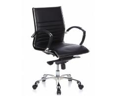 hjh OFFICE 660502 Bürostuhl Chefsessel PARMA 10 Leder schwarz, Designklassiker, hochwertige Verarbeitung, mittelhohe Rückenlehne, Schreibtischstuhl ergonomisch, Büro Sessel, Drehstuhl,