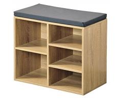 Kesper Schuhschrank mit Sitzkissen, Holzdekor, braun, 51.5 x 29.5 x 48 cm