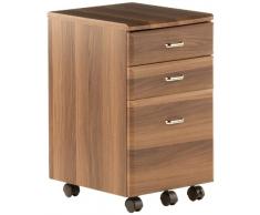 hjh OFFICE 673802 Rollcontainer EKON wallnuss, inkl. 3 Schübe, grundsolide Verarbeitung, optimal für Schreibtisch, Büromöbel, Schreibtisch Container, Rollkontainer Büro, Rollkontainer mit Schubladen