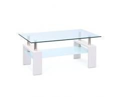 Links 50100040 Couchtisch Glas Weià Wohnzimmertisch Wohnzimmer Tisch Beistelltisch 110x60 cm