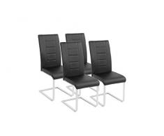 Cavadore 87543 Schwingstuhl 4-er Set Roberto / Freischwinger ohne Armlehne in modernem Design / Lederimitat / Stühle schwarz / 60 x 42 x 101 cm (T x B x H)