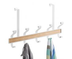InterDesign 90060EU RealWood 10-er Hakenleiste zum Hängen über die Tür für Mäntel, Hüte, Handtücher, Edelstahl, weiÃ/helles Holz, 46.228 x 10.1854 x 29.0068 cm