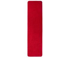 misento 292115 Langflor / Hochflorteppich Shaggy Läufer einfarbig weicher Flor Brücke uni, 67 x 250 cm, rot