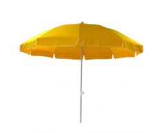 greemotion Terrassen Schirm 240 cm, Sonnenschirm mit 10 Sprossen, zweiteiliger Stahlmast, die Neigung ist Knickgelenk verstellbat, gelbes Polyester mit weiÃem Rand, UV-Schutz 35 +