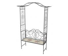 Siena Garden Rosenbogen Stella mit Bank, Metall/Mosaik, 115 x 43 x 230 cm, silber