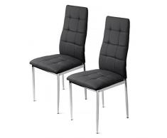 HomeKraft Atlantis Esszimmerstuhl, Metall, 2-er Set, schwarz, 41 x 40 x 99 cm
