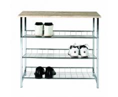 HAKU Möbel 44038 Schuhregal 86 x 28 x 81 cm, chrom / eiche hell