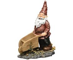 Design Toscano Schubkarren-Schieber mit der Schubkarre, Gartenzwergstatue