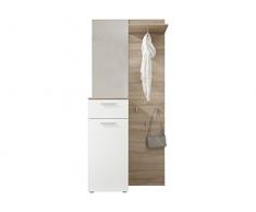 trendteam EY00141 Garderoben Set Garderobe weiss, Absetzungen Eiche sägerau hell, BxHxT 80x185x34 cm