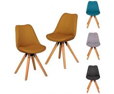 Wohnling WL5.027 Esszimmerstuhl, Stoff, curry, 48 x 42 x 87 cm