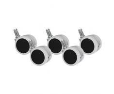 AMSTYLE Hartbodenrollen 5er Set Rollen für Bürostuhl Weià Stift 11mm/Durchmesser 50mm Parkettrollen für Parkett Laminat Linoleum Drehstuhlrollen Stuhlrollen für harte Böden