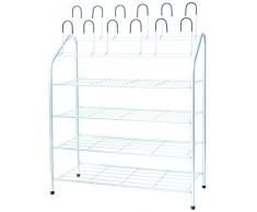 Compactor RAN6031 Schuhregal 4 Ebenen und 12 vertikale Träger, 69,5 x 27,5 x 88 cm, schwarze Kunstoffverbinder