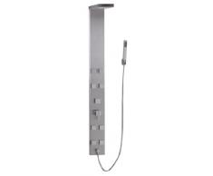 Wohnling Duschpaneel Aluminium Design Duschsöule Alu 150 cm hoch Regendusche 146 Massage-Düsen mit Hand-Brause Mischbatterie Massage-Dusche Eckmontage inkl. 15cm Breit Luxus Duschamatur Massage 8 Jets