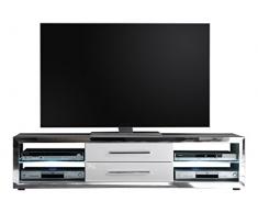 trendteam EG Lowboard TV Unterteil | Hochglanz Weià | Chromglänzend | 156 x 37 cm | Inkl. LED Beleuchtung