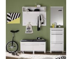 trendteam DY91301 Garderobe Garderobenset 4-teilig weiss Hochglanz, BxHxT 180 x 190 x 35 cm