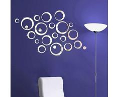 Walplus Spiegel Wall Art Kristall Ringe Kombination Aufkleber Abnehmbare Wandbild Aufkleber Vinyl Home Dekoration DIY Living Schlafzimmer Décor Kids, Silber