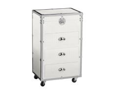 Premier Housewares Rollcontainer, 3 Schubladen, Krokodilledereffekt Elfenbeinfarben